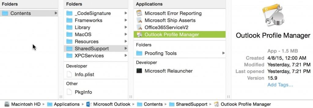 outlook mac profile manager
